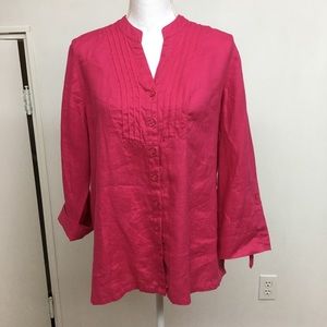 Linen. Hot Pink Blouse. Size Large